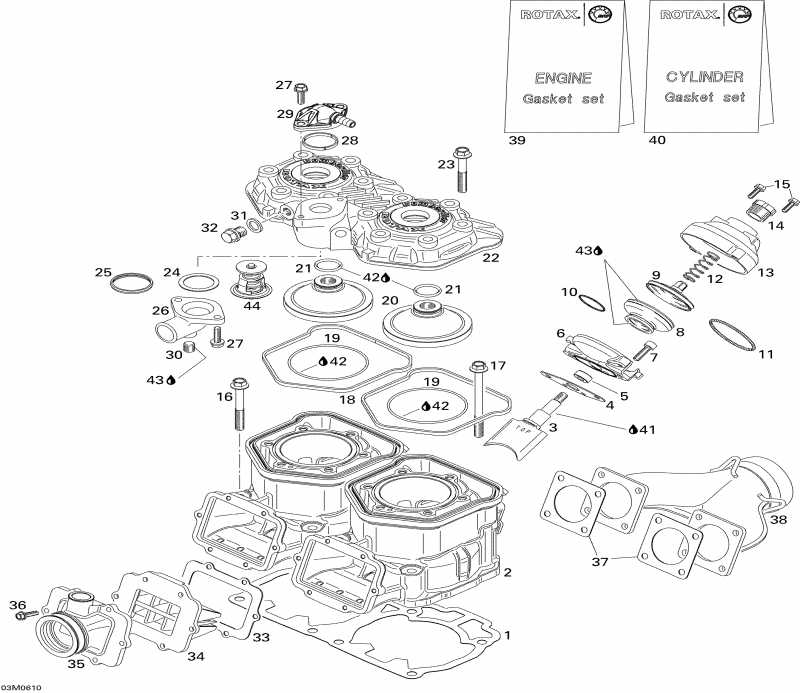 snowmobile Skidoo MX Z 440 Racing, 2006 - Cylinder And Exhaust Manifold