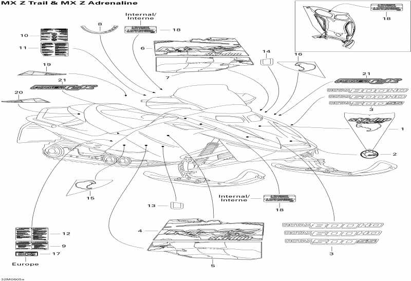 Skidoo MX Z 600 HO Adrenaline, 2006  - Decals 600