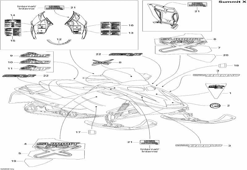 snowmobile   Summit 800 HO, Adrenaline & X, 2006 - Decals X