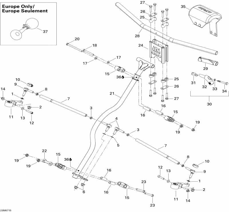 snowmobile Skidoo Freestyle Park 550F, 2007  - Steering System