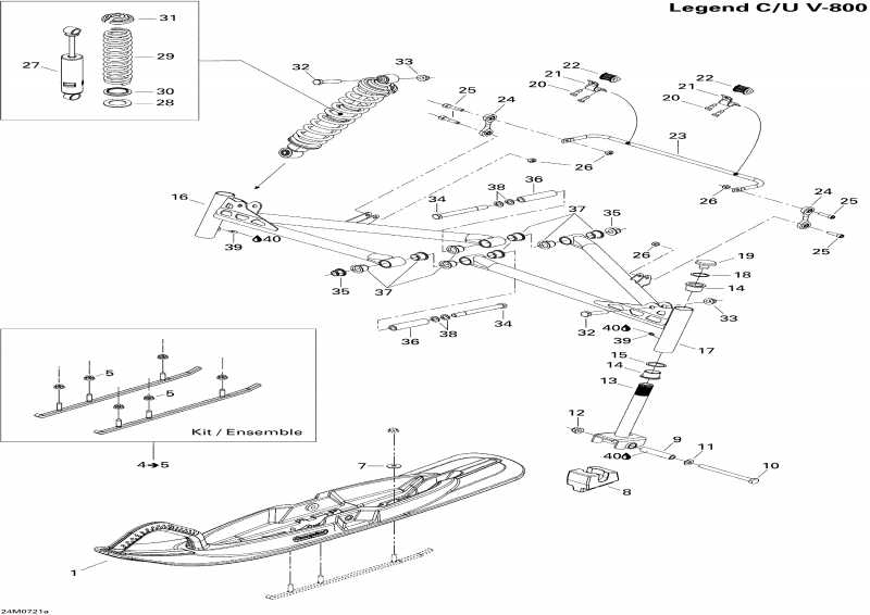 snowmobile   Legend Touring V800, 2007 - Front Suspension And Ski