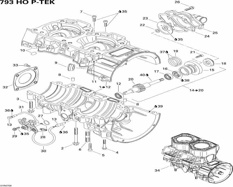 ski-doo MX Z Adrenaline 800 HO PTEK, 2007 ������ - Crankcase, Water Pump And Oil Pump