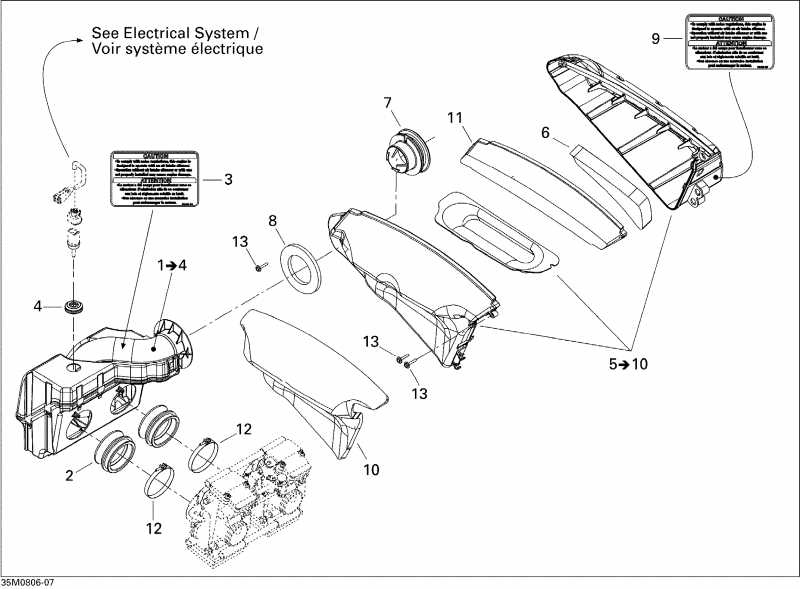 snowmobile Skidoo GTX LTD 600 HO SDI, 2008 - Air Intake System