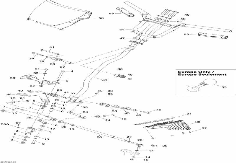 snowmobile Skidoo GTX SPORT 500SS, 2008 - Steering