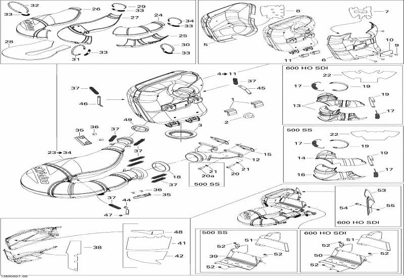  SKIDOO  GTX SPORT 600 HO SDI, 2008 - Exhaust System