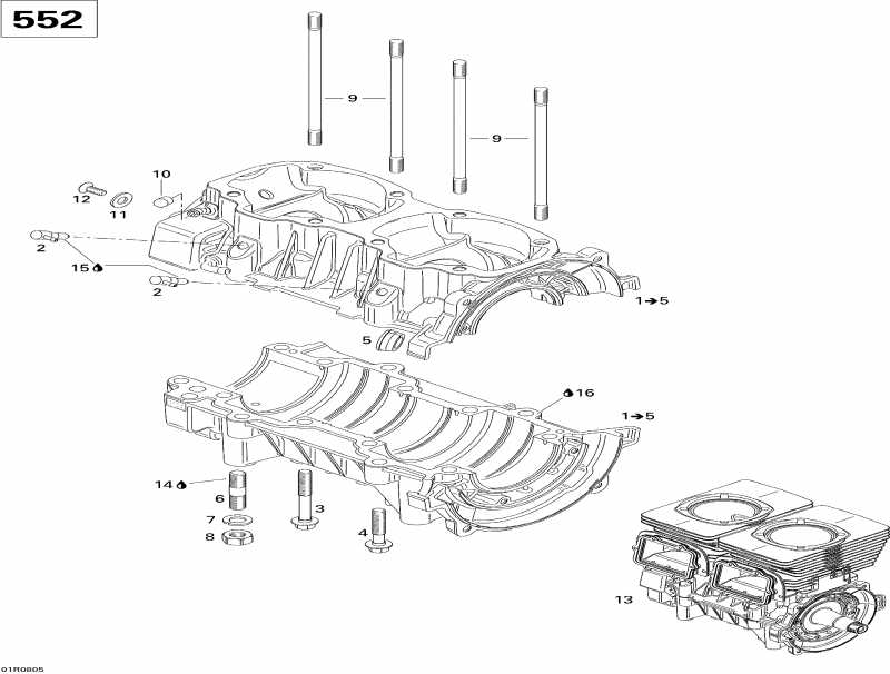 snowmobile ski-doo MX Z 550X, 2008 ������ - Crankcase V1