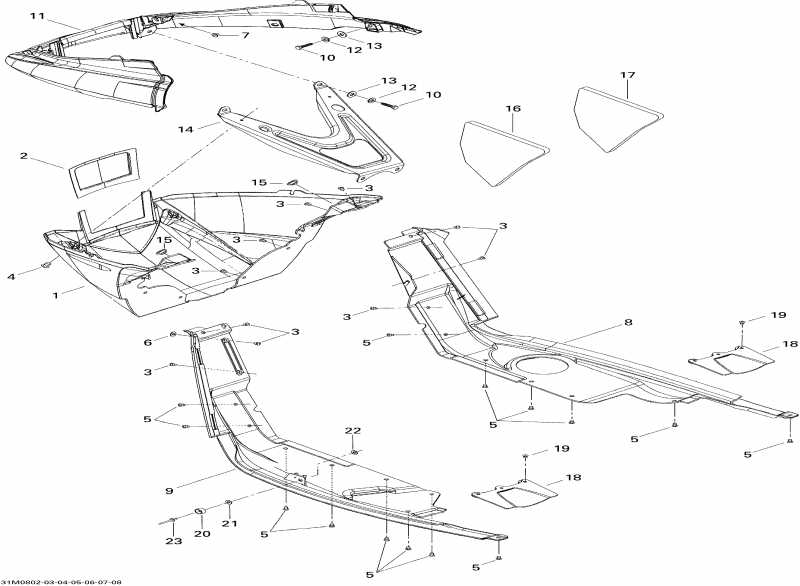  Ski Doo MX Z 550X, 2008 - Bottom Pan X