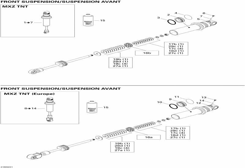 snowmobile  MX Z TNT 500SS, 2008 - Take Apart Shock, Front