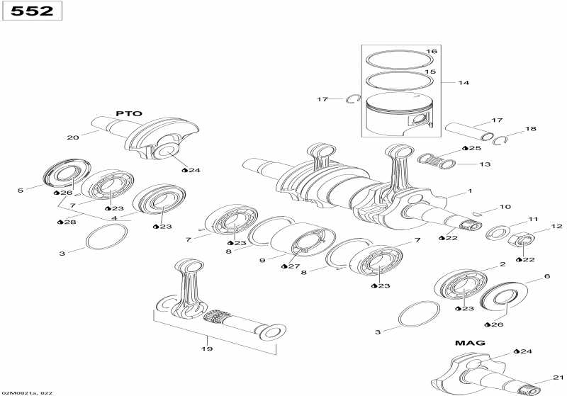  Ski Doo  Skandic WT 550F, 2008 - Crankshaft And Pistons 550f