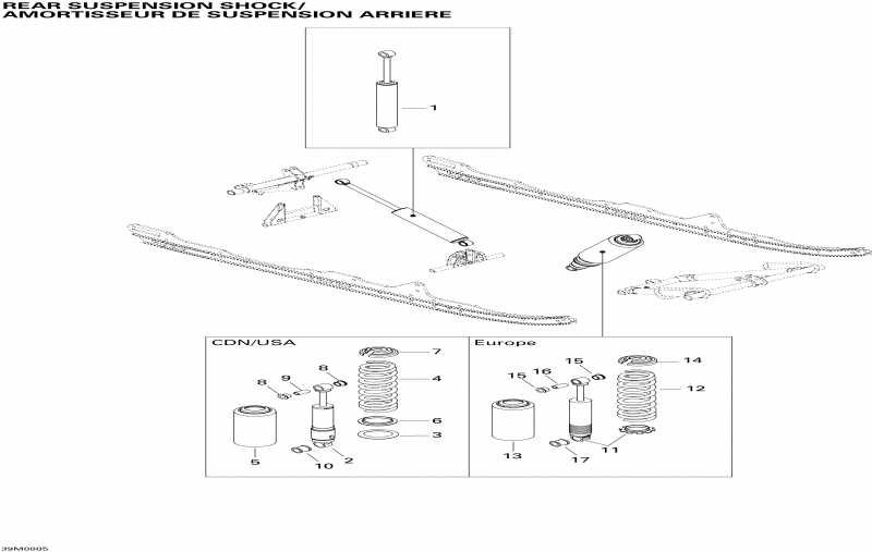 snowmobile Skidoo Summit 550F, 2008 - Rear Suspension Shocks