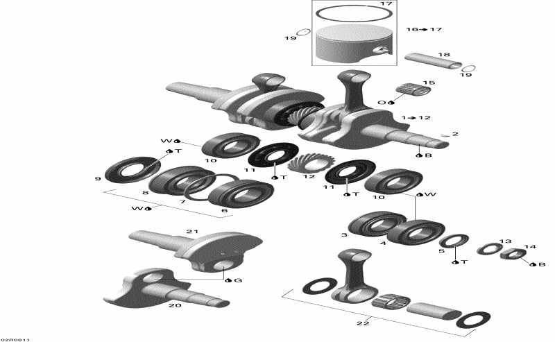 snowmobile  Summit X 800R, 2008  - Crankshaft And Pistons