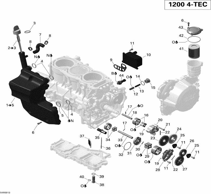  Skidoo  GTX SE 1200 4-TEC, 2009 - Engine Lubrication