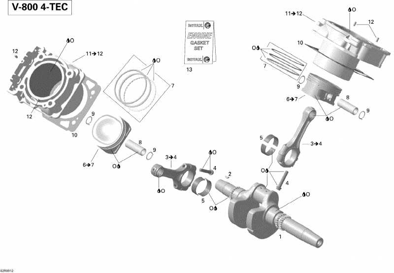 snowmobile SkiDoo Legend Touring, 2009  - Crankshaft, Piston And Cylinder