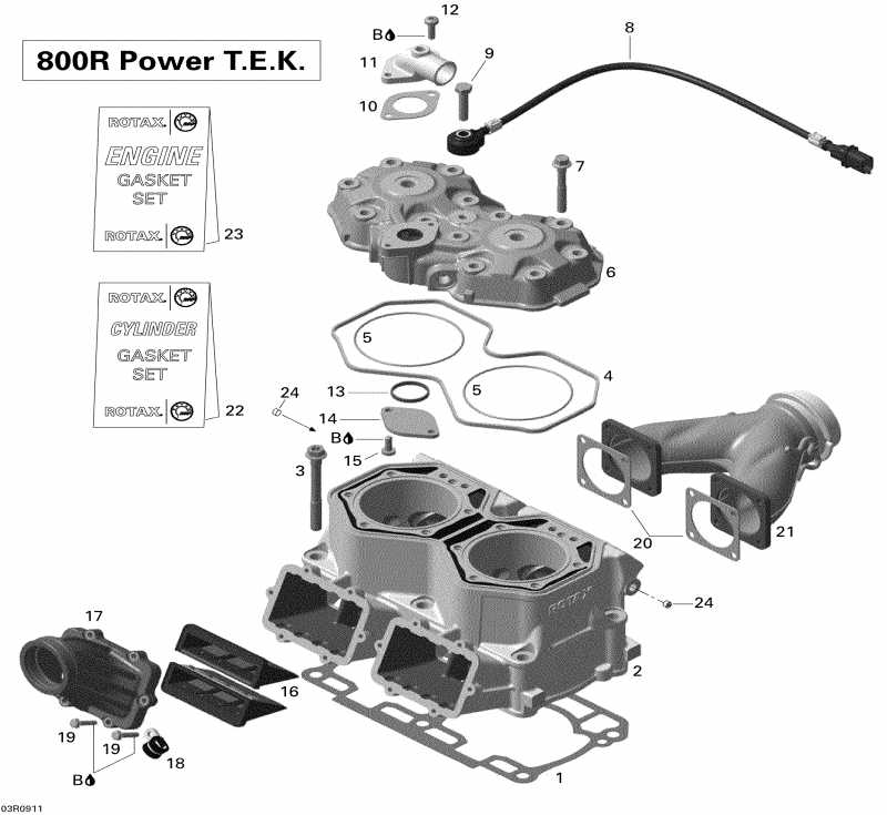 snowmobile Ski Doo  MX Z Renegade 800R Power T.E.K., 2009 - Cylinder And Cylinder Head