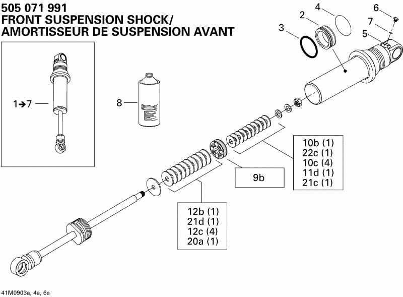 snowmobile ski-doo MX Z TNT 500SS, 2009 ������ - Take Apart Shock, Front