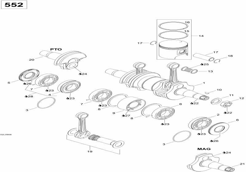 snowmobile   Skandic SUV, 2009 - Crankshaft And Pistons