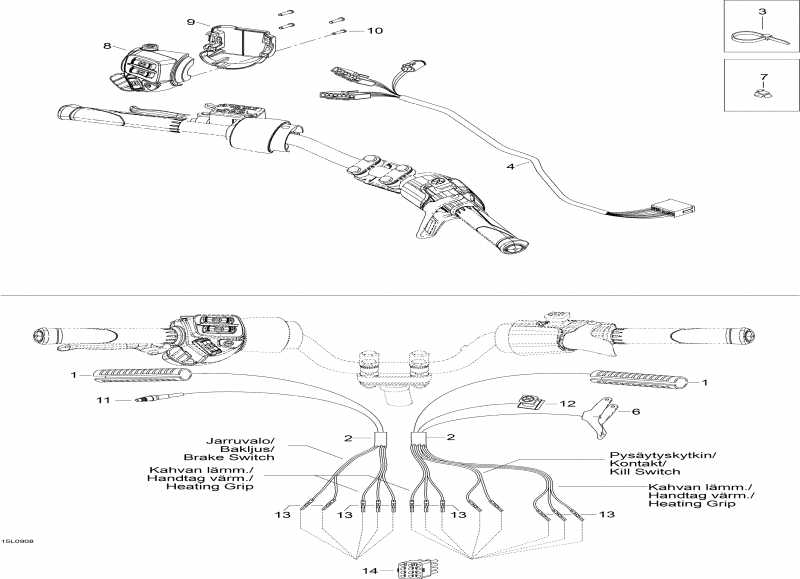 snowmobile Skidoo Skandic SUV, 2009  - Steering Wiring Harness