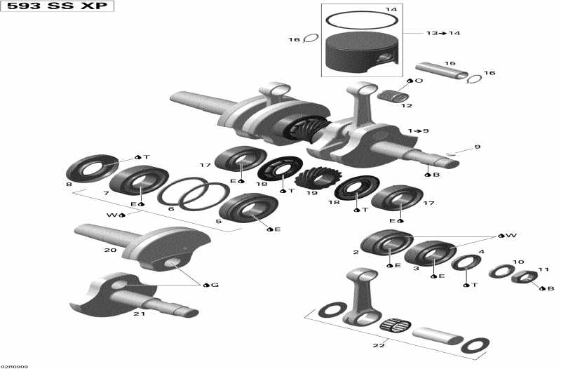 Skidoo Summit Everest 500SS, 2009  - Crankshaft And Pistons