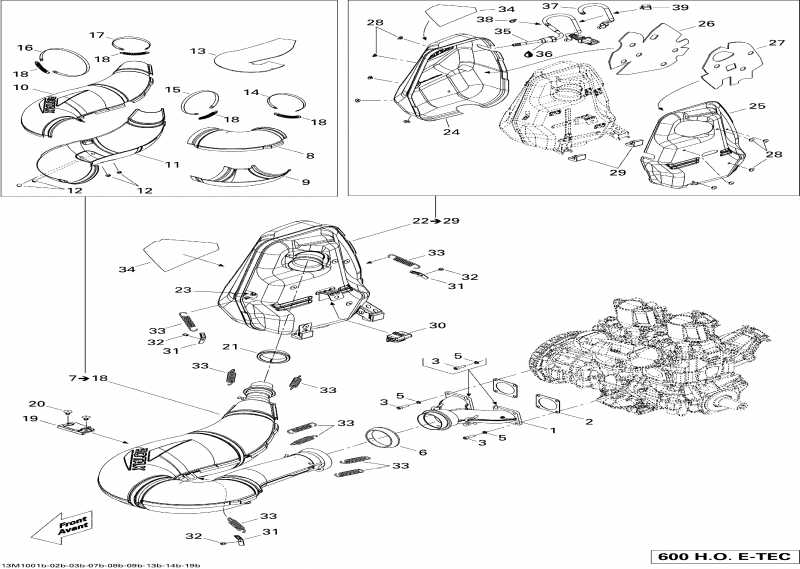 snowmobile ski-doo  Grand-Touring LE 600HO ETEC, 2010 - Exhaust System 600ho Etec