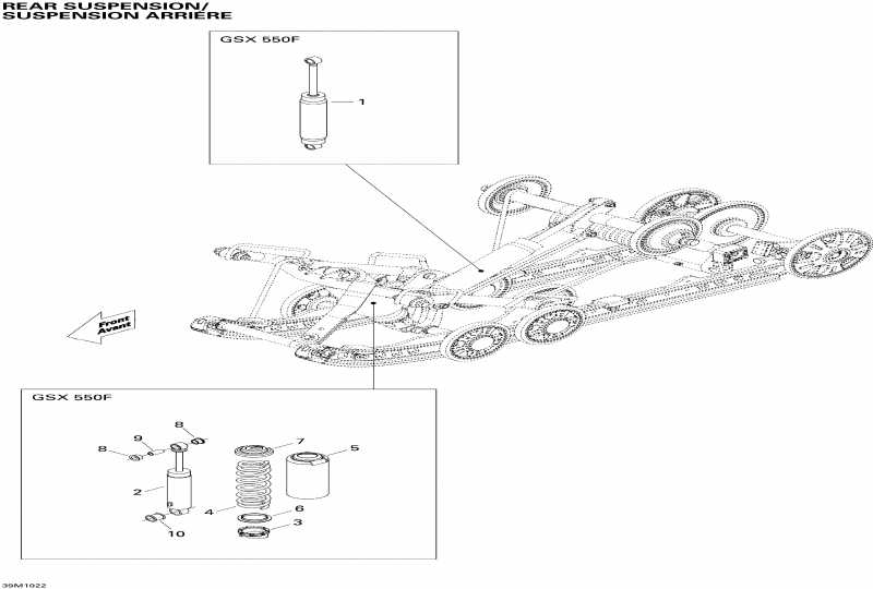  Skidoo GSX Sport 550F, 2010  - Rear Suspension Shocks