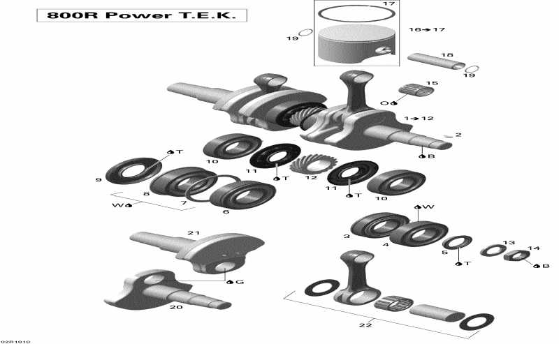 snowmobile ski-doo MX Z X-RS 800R PTEK, 2010  - Crankshaft And Pistons