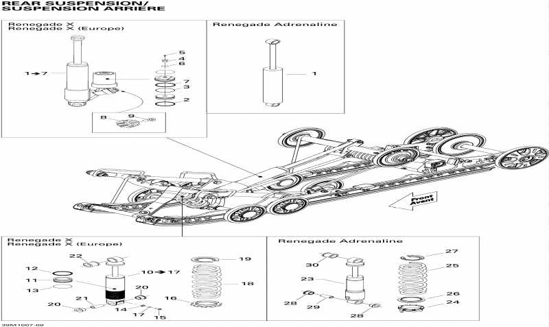 snowmobile Skidoo  Renegade BackCountry 600HO ETEC, 2010 - Rear Suspension Shocks