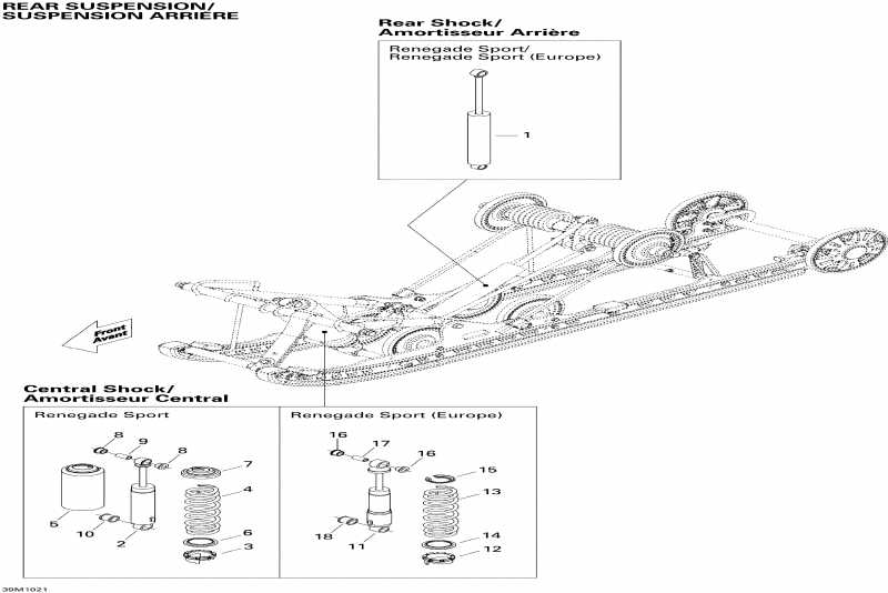  Skidoo Renegade Sport 550F, 2010  - Rear Suspension Shocks