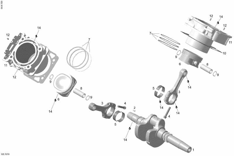  Skidoo Skandic SWT V800, 2010  - Crankshaft And Pistons