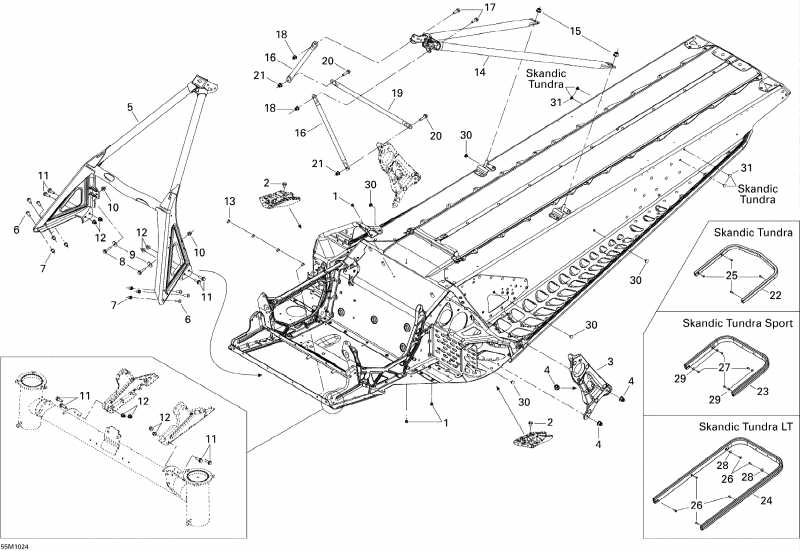 snowmobile  Skandic Tundra, STD, SPORT, LT, 2010 ������ - Frame And Components