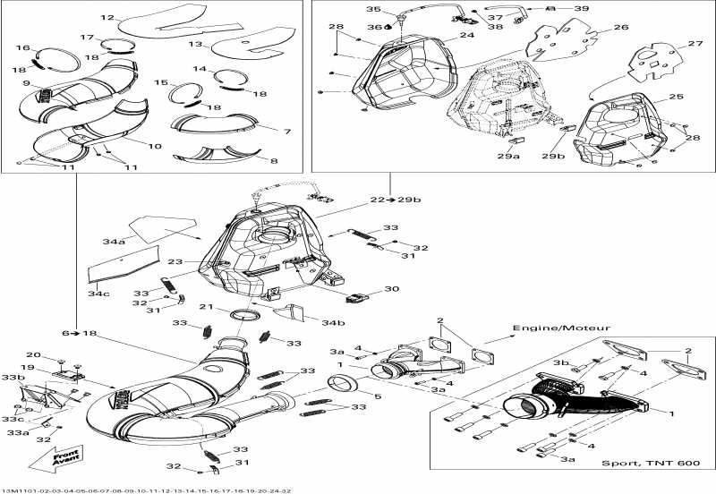 �������� Skidoo Grand Touring Sport 600 XP, 2011 ������ - Exhaust System