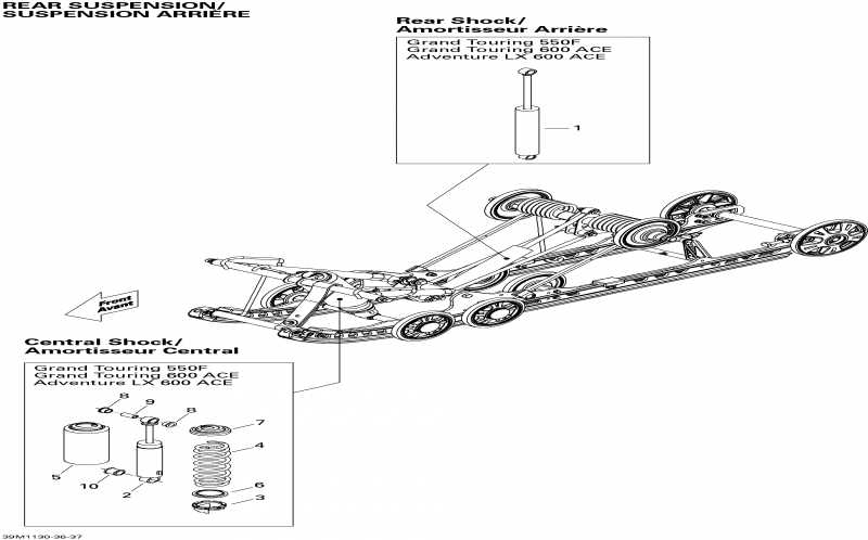 snowmobile Skidoo Grand Touring Sport 600ACE, 2011  - Rear Suspension Shocks