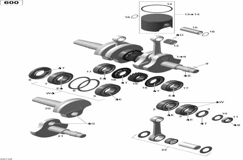  MX Z TNT 600, 2011 - Crankshaft And Pistons