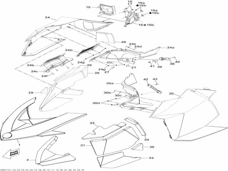 snowmobile BRP SkiDoo MX Z TNT 600HO ETEC, 2011  - Hood