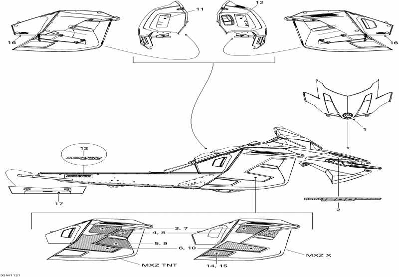 snowmobile  MXZ X & TNT 1200 XR, 2011 - Decals Tnt