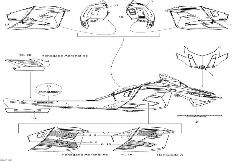 snowmobile Skidoo  Renegade X & Adrenaline 1200 XR, 2011 - Decals X