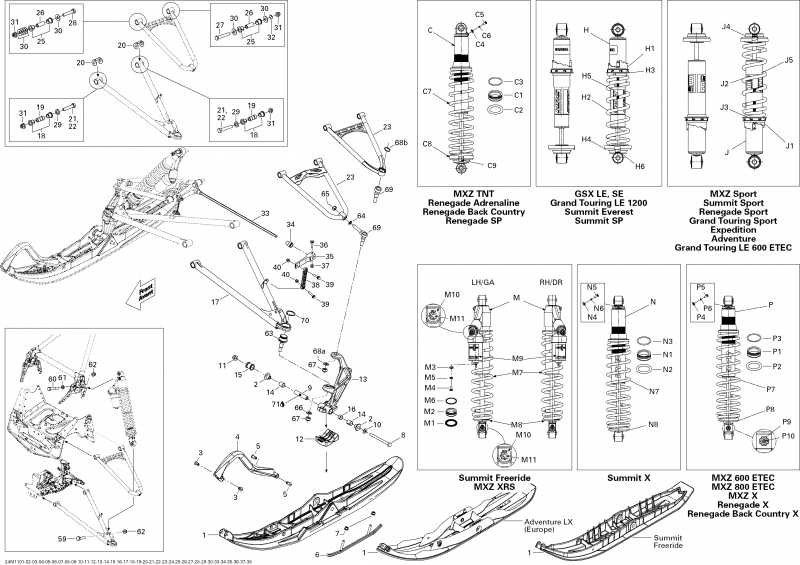 SKIDOO  Summit X 800R E-TEC, 2011 - Front Suspension And Ski