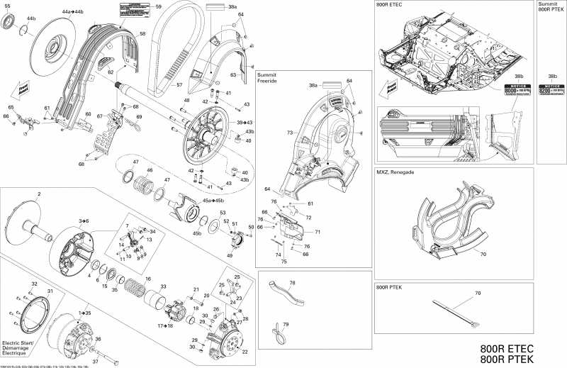 snowmobile ski-doo Renegade X 800RETEC XP, 2012 - Pulley System 800r Etec