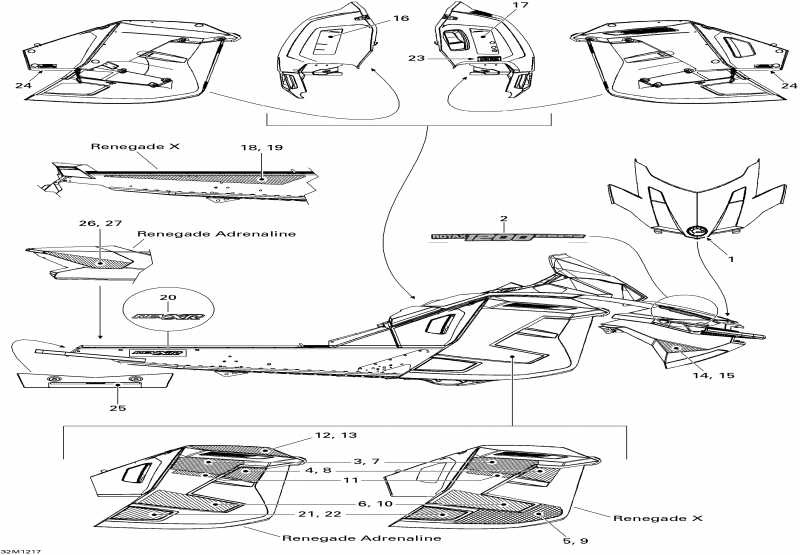  BRP SkiDoo  Renegade X & Adrenaline 1200 XR, 2012 - Decals X