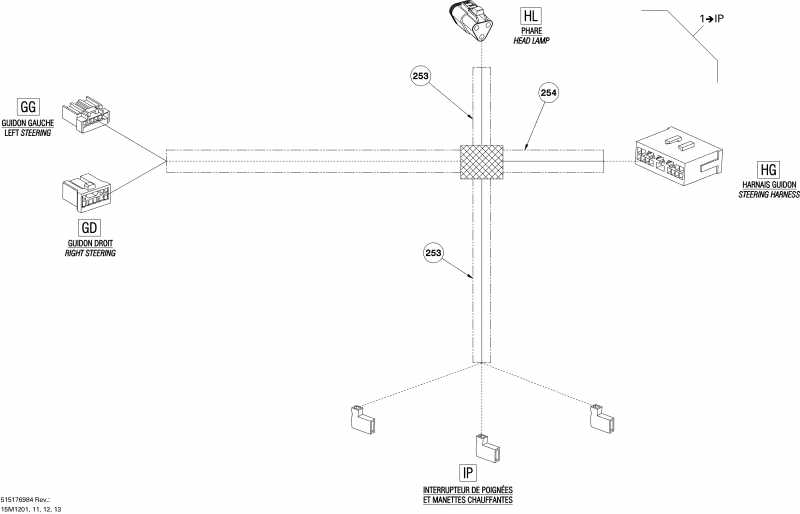 Skidoo  Summit X 800R E-TEC, 2012 - Steering Wiring Harness