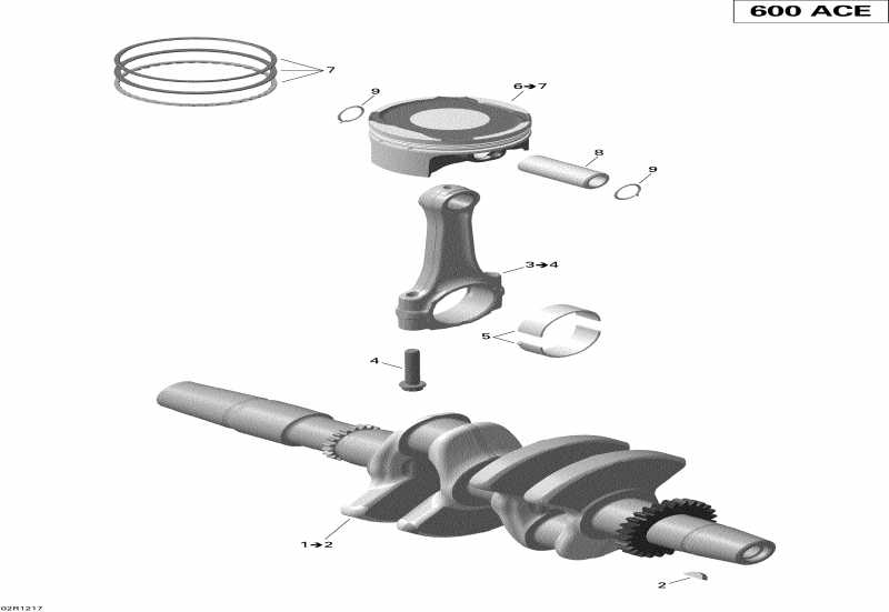 Skidoo Tundra LT 600ACE LFF, 2012  - Crankshaft And Pistons