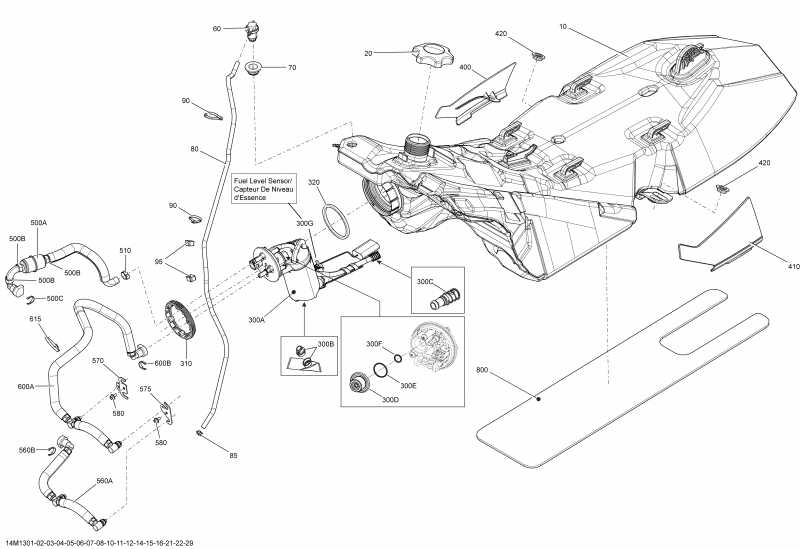 snowmobile Ski Doo SUMMIT SP 800RE XM, 2013  - Fuel System