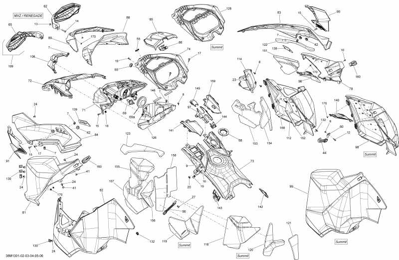 snowmobile Skidoo SUMMIT X 800RE XM, 2013 ������ - Hood, Windshield And Console