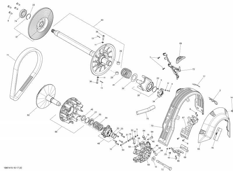 Skidoo GRAND TOURING SE 12004TEC XR, 2014 - Pulley System