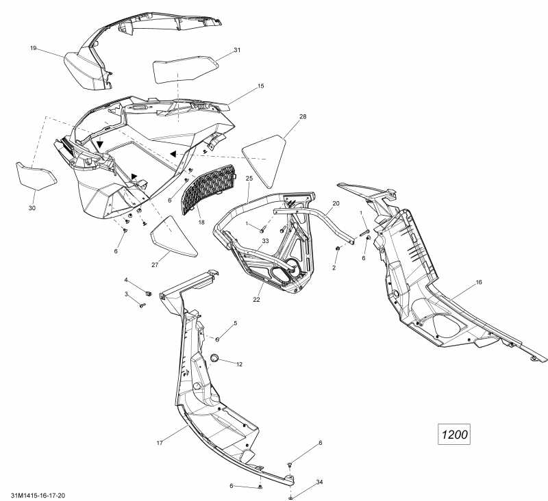 snowmobile Skidoo GSX SE 12004TEC XR, 2014 - Bottom Pan