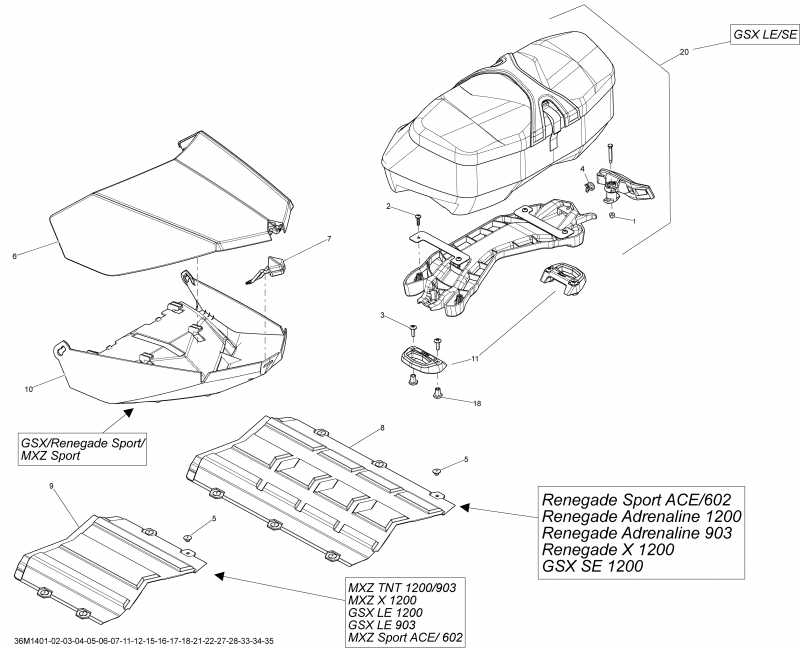 snowmobile Skidoo RENEGADE ADRENALINE 800RETEC XS, 2014 - Luggage Rack