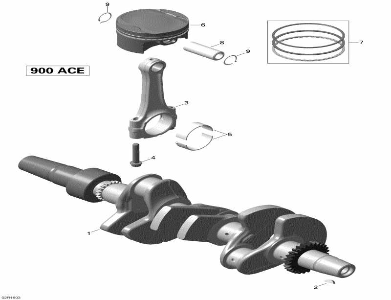  BRP SkiDoo MXZ - 4-STROKE, 2016 - Crankshaft And Pistons 900 Ace