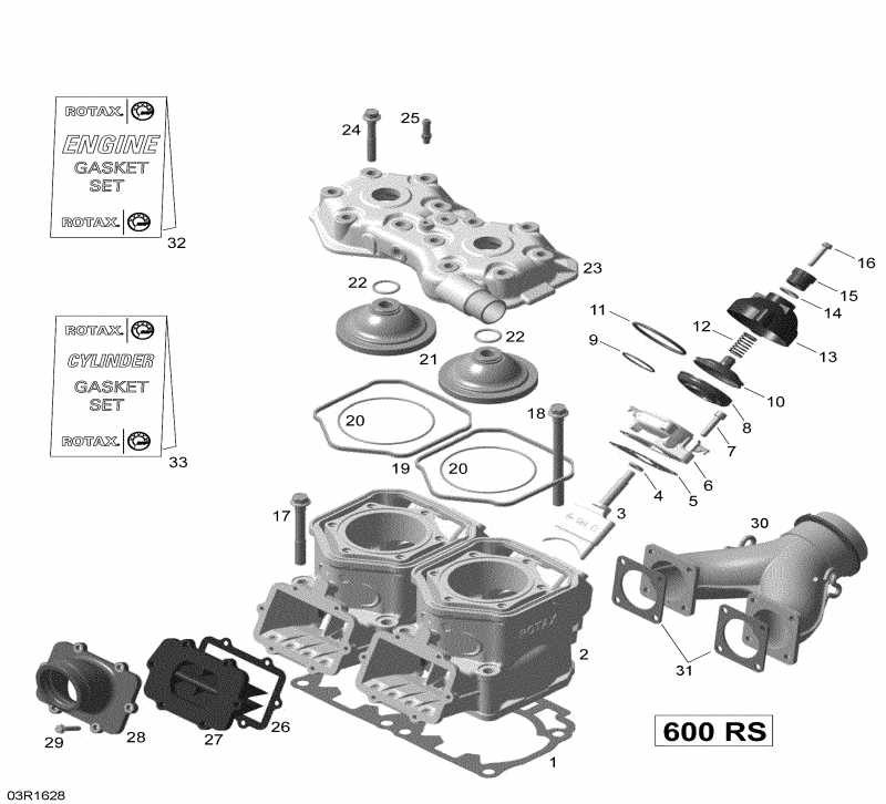 snowmobile  MXZ 600 RS, 2016 - Cylinder, Exhaust Manifold And Reed Valve