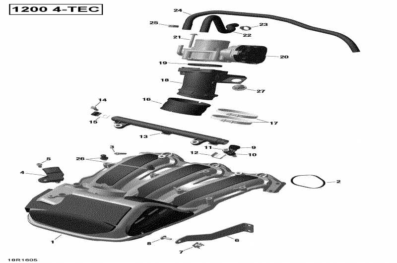 �������� Skidoo MXZ - 4-STROKE, 2017 ������ - Air Intake Manifold And Throttle Body 1200itc 4-tec