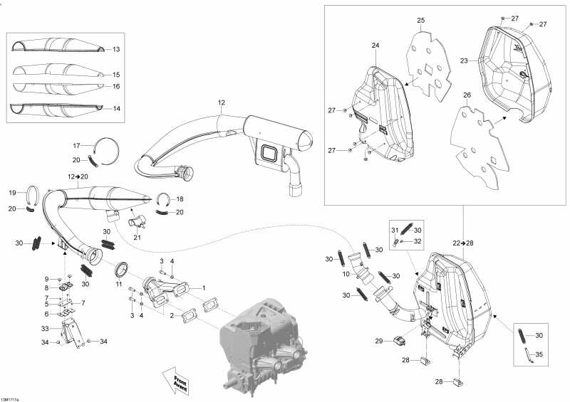  ski-doo SKANDIC - 2-STROKE - WT-SWT, 2017  - Exhaust System 550f