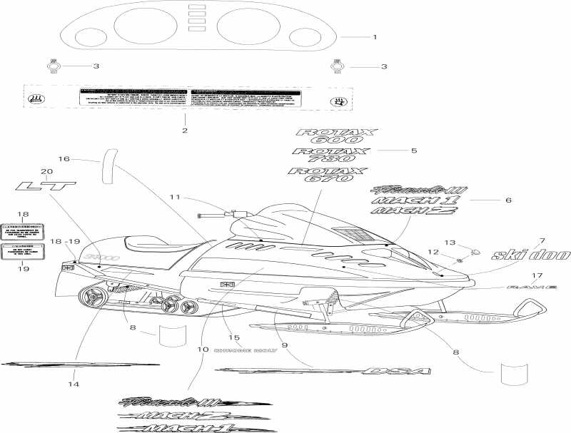 snowmobile SKIDOO Formula III LT, 1996 - Decals Iii Lt